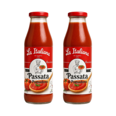 라 이탈리아나 나폴리 100% 무설탕 토마토 퓨레, 690g, 2개