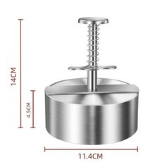 햄버거 패티 메이커 프레스 304 스테인레스 스틸 스틱 라운드 금형 두께 조정 주방 쇠고기 바베큐 도구, Diameter 11 4 CM