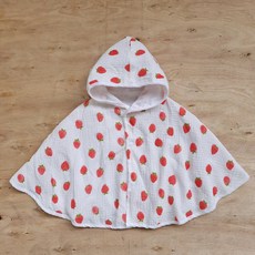 POKO 兒童純棉紗布連帽斗篷，印花設計