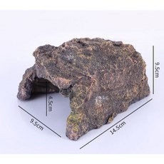 仿真躲避屋 倉鼠躲避屋 角蛙屋 烏龜洞 烏龜躲避屋 魚缸造景 魚 躲藏屋 烏龜 陸龜 角蛙 守宮 爬蟲 龜, 1個, 棕岩石-造景