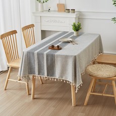 메리레이디 트렌디 심플 린넨 생활방수처리 식탁보, 6인(140×220cm), 회색, 1개