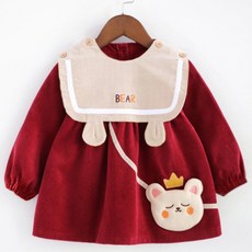 寶寶吃飯圍兜防水防髒燈芯絨罩衣兒童反穿衣秋冬女童圍裙嬰兒防臟