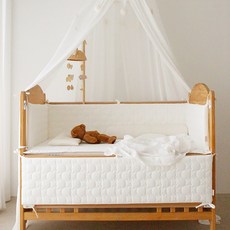 헬로미니미 [국산제품] 곰누빔 신생아 아기 범퍼가드 침대맞춤쿠션(보니 벨라 쁘띠라뺑), 곰, 이케아(54*28*3)