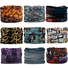 9피스 페이스 마스크 반다나 헤드밴드 헤드 랩 스카프 넥 워머 헤드웨어 방한모 먼지 태양 바람용 공작의 아름다움 162523, Fairy Tale Series