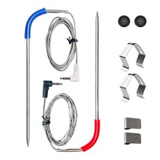 JZWShop트레이거 펠릿 그릴 흡연자 부품용 2팩 교체 고기 프로브 스테인리스 클립 홀더 2개 고멧 번호표 2개가 있는 3.5mm 플러그 온도, 고기 탐침