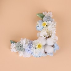 엔드리스 목화꽃길-블루 코너형리스(소) /납골당리스 봉안당 꾸미기 조화 추모꽃 화관 장식, 외부용:양면테이프부착○