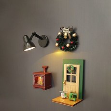 해피유통 여성용 냉장고 자석 크리스마스 분위기 목문 냉장고 자석 크리스마스 리플 세트 장식 자석 스티커 mgy, 크리스마스 [나무 문 + 화환 + 벽난로 램프 + 검은