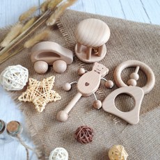 나무치발기 아기딸랑이 원목장난감 우드토이 5종 [수앤퐁], 곰돌이, 1개