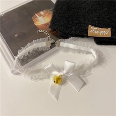 【新品 】角色扮演服飾 節日派對貓耳 髮箍頭飾貓耳鈴鐺毛絨裝飾 個性頭飾頭箍 獸耳套裝 COSPLAY漫展道具, 1個, 白色項鏈, 白色項鏈