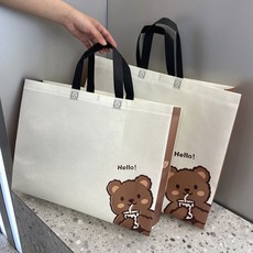 제이_ 장바구니 타포린백 귀여운 곰돌이 부직포 에코백 2size(대/소) 1세트 (1+1)