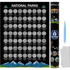 미국 국립공원 스크래치 오프 포스터 63개 모두 플라스틱 스크래퍼와 청소포가 포함된 선물 지도 여행 12x16 프레임골드에 적합, Silver
