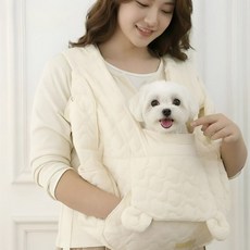 해피조슈아 강아지 이동가방 슬링백 앞가방 포대기, 1개, 펄 아이보리