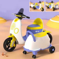 【阿LIN】 800380 LS520電動機車 兒童童車 2人騎乘 早教 音樂 機車童車 歐兜邁 三輪車 雙驅 兒童騎乘, 藍白雙人座+遙, 1個