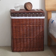 빨래 바구니 뚜껑 빨래통 사각 바스켓 세탁바구니, K. 갈색 바구니  검은색 눈송이 안감, B. 작은, 1개