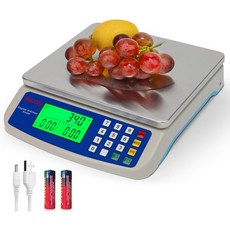 30KG 대용량 디지털 주방 저울 업소용 식품 베이킹 제빵 정밀 계량기 스테인리스 LCD 화면 카운팅 스케일 편리한 고정형 커버, GREY 30KG