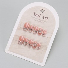 穿戴甲片高級感秋季貓眼紫邊愛心法式美甲片可拆卸爆款假指甲貼片, 1個, BY2035:膠水款