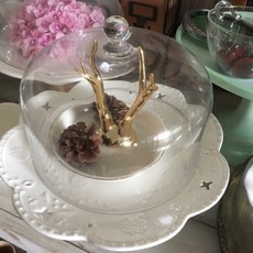 高腳蝴蝶陶瓷蛋糕托盤 10吋 縷空下午茶點心架, 1個
