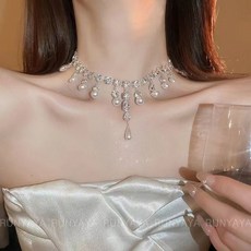 반짝이는 큐빅 진주 태슬 목걸이 럭셔리 목걸이 럭셔리 진주목걸이