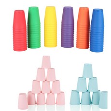 스피드스택스 컵쌓기 놀이 컵스택 집중력 향상 12개입 초등학생 필수품 보관파우치 포함, 퍼플, 아이보리(토끼)