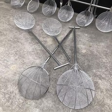 업소용 대형 스텐 튀김 건지게 채 망 뜰채 건지기 튀김망 T자형 취사용품, 32cm 메쉬 핸들 길이 80cm