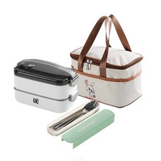 직장인 스텐 도시락 대용량 학생 도시락 다단 프리 코디 피크닉 보온 런치박스, 1세트, 흰색(2단)