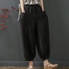 티류으스 남녀공용 봄여름 승복 생활 바지 린넨 항아리 허리 고무 오버핏 절복 ZR