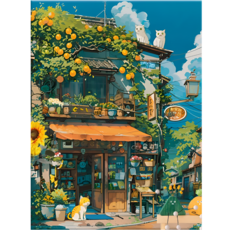 그림 하루 DIY 명화 그리기 풍경 캔버스형 40x50 모음, 18. 작은 골목의 잡화점, 1개