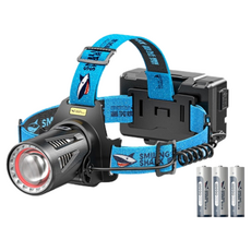 微笑鯊 TD2002 黃白雙強光頭燈 LED頭燈 揮手感應 露營 夜釣 照明, 1個, 【3電】微笑鯊 TD-2002, 白黃雙光