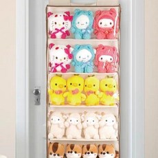 門後收納掛袋 加寬版棉花娃娃收納掛袋, 60cm寬 X 5層,棉布米白