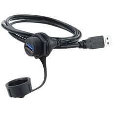 연장 와이어 산업용 방수 암 소켓 패널 USB 3.0 데이터 케이블 커넥터 M20 어댑터 IP67 1.5A 30V 0.3, 05 0.3m, 01 Black, 1개