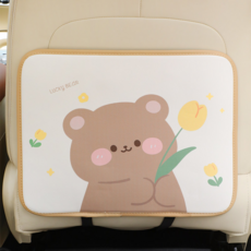SWEET BUNNY 汽車座椅收納袋 附可折疊餐盤, 鬱金香熊-短款防踢墊