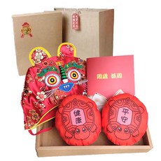 我的眸愛 寶寶周歲禮盒 抓周用品套裝, 虎帽+平安健康龜+典藏證書,【龍】文青風禮物盒+提袋組, 1個