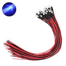 3파이 24V LED 블루 표시등 저항내장형 와이어 케이블 일체형 제어판넬 산업용 전기배선 DIY 전자부품 자동차 오토바이, 10개