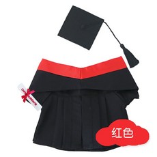 인형 피규어 학사복 박사가운 졸사 유니폼 졸업 졸업식 졸업사진 학위가운, 빨간색, XS사이즈 싱글 스카프(자수), 1개