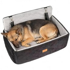 24 9KG 55파운드 미만 강아지용 강아지 카시트 또는 탈착식 2마리 소형견 부스터, Black+Gray, 1 Small(19.7"L x 19.7"W x 19.7