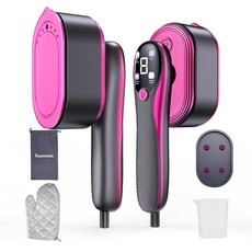 유코이슬 의류용 여행용 스티머 2 in 1 접이식 휴대용 및 다리미 LED 디스플레이 10초 고속 가열 4가지 모드의 스마트 스팀 제어 누수 방지 디자인 가정 여행에 완벽