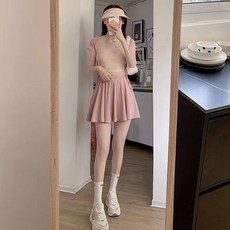 【Uni】冰絲百褶運動短裙女夏爆款芭蕾風舞蹈顯瘦防走光百搭鬆緊腰半身裙