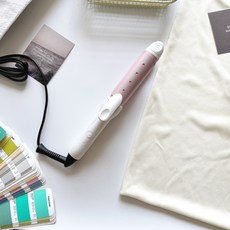 멀티 헤어스타일러 고데기 스트레이트너 컬링 볼륨 휴대용 미니 유선 스타일링 도구, 단일 모델, 화이트 손잡이와 핑크 발열판