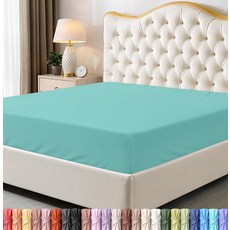 Bedding 퀸 매트리스 커버 - 하단 시트 6개 벌크 팩 부드러운 브러시드 극세사 딥 포켓 수축 및 변색 방지 쉬운 관리(네이비) 140267