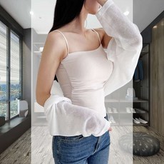 캡내장 크롭 나시티 신축성 바캉스 데일리 일체형 휴양지 패드