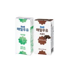 매일우유 멸균200ml 24팩 저지방1％12＋초콜릿12, 200ml