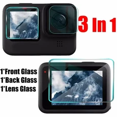GoPro Hero 13 12 11 10 9 용 IN 1 화면 보호기 블랙 울트라 클리어 9H 하드 강화 유리 필름, 01 1 Set(3pcs), 02 For GoPro Hero 11