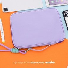 우노브 손잡이 키링 태블릿 노트북파우치, 퍼플, 1개