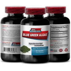 허브 클라마스 블루 녹조 500mg 에너지 수준 소화 강화 스피룰리나 클로렐라 분말 1B 60 캡슐, 1개