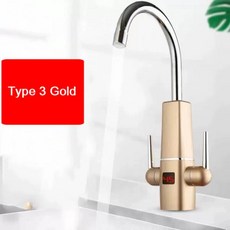 DMWD 전기 순간 가열 수도꼭지 더블 핸들 탱크리스 온수기 탭 즉석 주방 온도 디스플레이, Type3 Gold, 1개