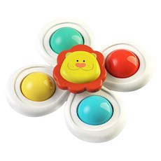 卡通造型吸盤旋轉玩具：嬰幼兒益智洗澡玩具, 【恐龍+獅子+蘑菇】, 3套