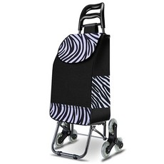 계단오르는 세발 접이식 쇼핑 카트 시장 바구니, (크리스탈휠)지브라, 1개