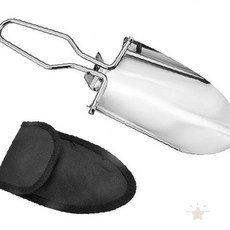 휴대용 접이식 원예 삽 스테인리스 소형 정원 작업 도구 캠핑 야외 활동 땅파기, 1개