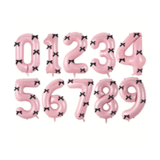 숫자 리본풍선 파티 생일풍선, 1개, 핑크, 숫자0