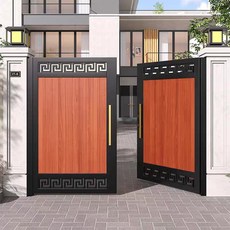 알루미늄 정원 대문 전동 양문 울타리 스테인리스 펜스 맞춤형 설치 외부 출입문 스타일 6 평평한, 1개